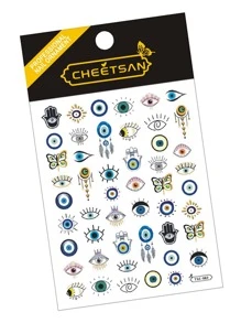 1 tấm Nhãn dán móng tay Evil Eye & Hamsa Hand Pattern - Nhiều màu - Xem 2