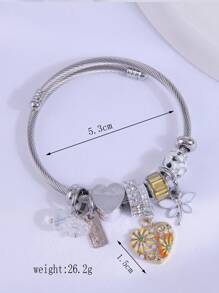 1條時尚簡約心形和多魅力設計的鋼質手環,適合女性 - 黃色 - 查看 4