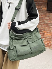 極簡流浪郵差包大碼帆布