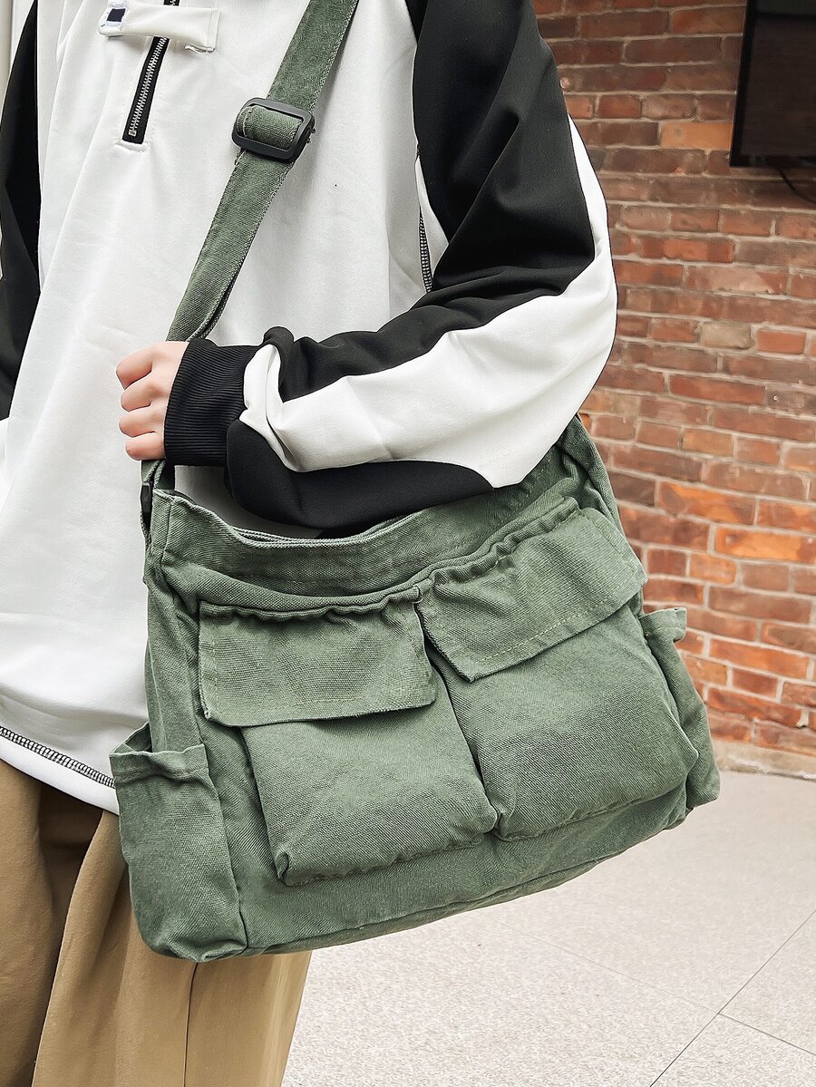 極簡流浪郵差包大碼帆布