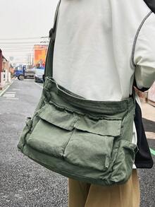 極簡流浪郵差包大碼帆布