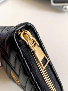 Tarjetero de cheurón cremallera negro - Negro - Ver 3