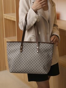 All Over Print Shoulder Tote Bag Large Capacity Double Handle For Work - Multicolor - View 3