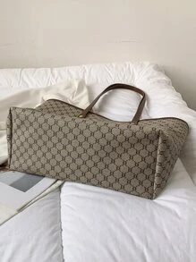 All Over Print Shoulder Tote Bag Large Capacity Double Handle For Work - Multicolor - View 5