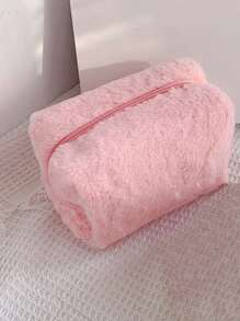毛茸茸粉色化妝包，化妝袋化妝袋護膚袋化妝包行李收納袋，旅行必備品，游輪必備品，宿舍必備品，婚禮伴娘禮物，母親禮物，生日禮物，朋友和教師禮物，家居裝飾，浴室客廳臥室裝飾，浴室收納盒，珠寶收納盒，唇彩收納盒，指甲油收納盒化妝包收納化妝品組合 - 粉色 - 查看 3