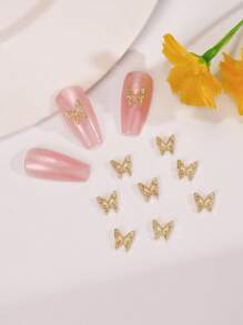 10 cái Trang trí móng tay hình con bướm - Vàng - Xem 7