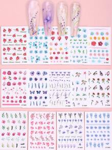 Beauty Sticker 10 tờ Nhãn dán móng tay nghệ thuật in hoa DIY - Nhiều màu - Xem 1