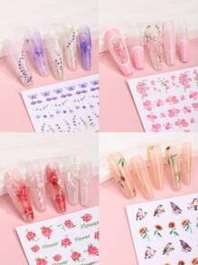 Beauty Sticker 10 tờ Nhãn dán móng tay nghệ thuật in hoa DIY - Nhiều màu - Xem 5