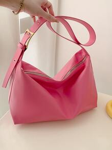 大流浪包粉色極簡可調整肩帶適用於日常 - 粉色 - 查看 1