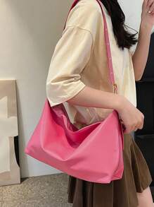 大流浪包粉色極簡可調整肩帶適用於日常 - 粉色 - 查看 4