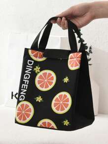 1 Túi Đựng Đồ Ăn Trưa Polyester, Màu Cam Hiện Đại & Họa Tiết Hoa Cách Nhiệt Túi Đựng Đồ Ăn Trưa Cho Văn Phòng, Trường Học - màu đen - Xem 1