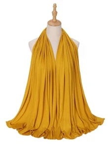 1 chiếc khăn quàng cổ phong cách giản dị tối giản cho nữ, dành cho cuộc sống hàng ngày - Màu vàng - Xem 2