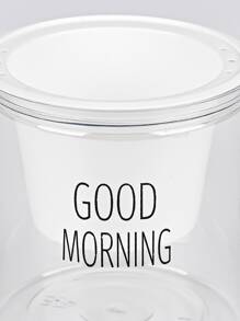 1pc Plastic Flower Pot, Modern Letter Graphic Flower Pot For Home - White - View 5