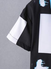 SHEIN Tween Boy Colorblock Shirt & Shorts Without Tee, School, Campus, College Summer Holiday - Multicolor - View 3