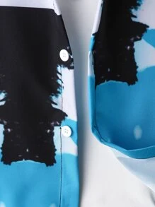 SHEIN Tween Boy Colorblock Shirt & Shorts Without Tee, School, Campus, College Summer Holiday - Multicolor - View 4