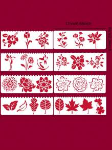 8入組花和植物設計繪畫 - 白色 - 查看 3