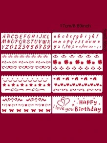 8pcs Mixed Pattern Painting Stencil Back To School,Back To School,School Supplies