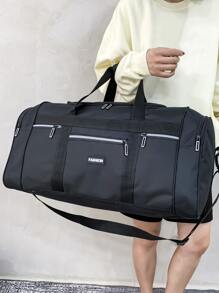 Men Metal Detail Duffel Bag Back To School School Bag Travel Essentials Travel Organizer For Beach Summer Vacation Back To School For Travel Gym Bag For Camping Cruise Essentials For Hiking Back To School For Summer - Black - View 6