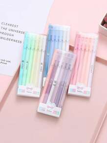 6 piezas Pluma de gel con estampado de dibujos animados al azar - Multicolor - Ver 1