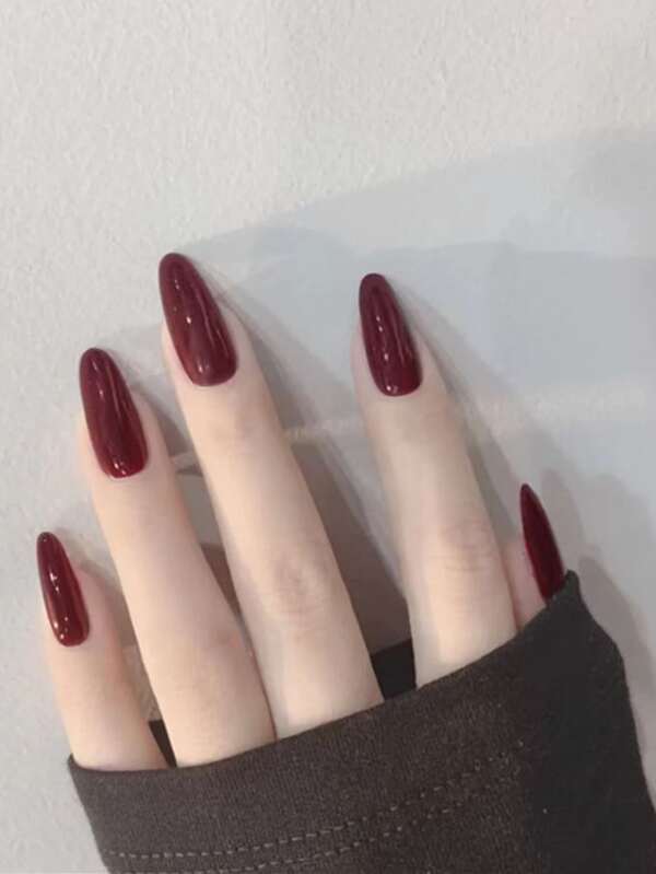 24pcs Elegant Solid Color Oval Shaped Manicure Accessories Including Jelly Glue & Nail File, Suitable For Outdoor Activities, Casual Entertainment, Parties, Dance, And Daily Wear Press On Nails Nail Supplies