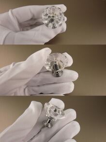 6pcs Flower Design Clear Drawer Knob - Clear - View 4