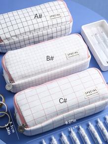 1入組格紋圖案筆袋 - 彩色 - 查看 8