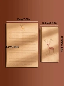 10 piezas Papel de escritura con patrón de ciervo al azar con Sobre - Multicolor - Ver 4