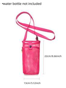 1入組帶掛繩粉紅色瓶蓋家用極簡布質隨行杯套 - 玫紅色 - 查看 2