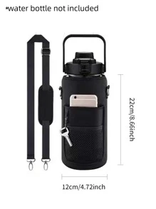 1PC 2000ML Vỏ Nước Màu Đen, Vỏ Chai Nước Thể Thao Bằng Vải Cho Ngoài Trời - màu đen - Xem 2