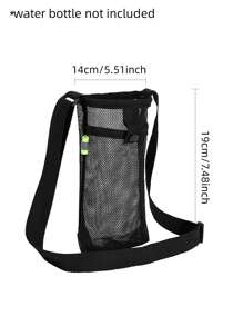 1pc Simple Black Mesh Water Bottle Cover, Portable Water Bottle Bag For Outdoor - Black - View 2