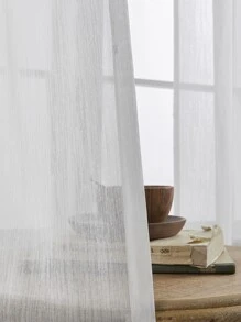 白色透明面板窗簾極簡主義滌綸濾光家用隱私透明窗簾 - 白色 - 查看 5