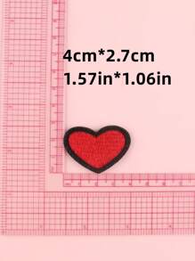6 miếng dán thiết kế trái tim Iron-on Patch - Đỏ - Xem 2