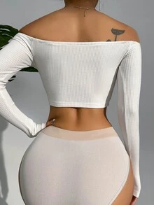 Solid Ribbed Knit Panty - Light Grey - View 3