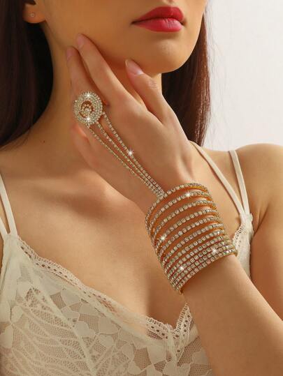 Pulsera de cristal de danza del vientre de color dorado para mujer 1 pieza