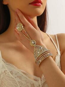 Rhinestone Decor Mittens Bracelet - Gold - View 2