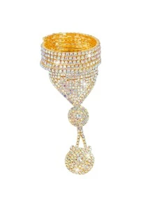 Rhinestone Decor Mittens Bracelet - Gold - View 6