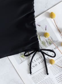 Swim Basics Summer Beach Drawstring Side Ruched Bikini Bottom - Black - View 6