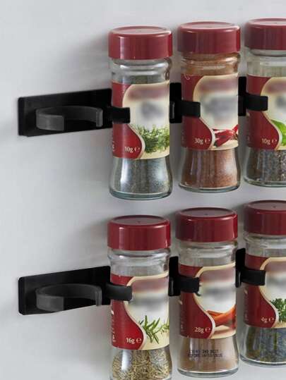 1pc Wall Mounted Spice Jar Storage Rack
