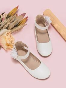 女孩貼花裝飾踝帶時尚戶外平底鞋