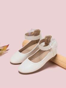 女孩貼花裝飾踝帶時尚戶外平底鞋