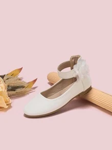 女孩貼花裝飾踝帶時尚戶外平底鞋