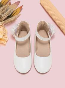 女孩貼花裝飾踝帶時尚戶外平底鞋