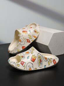 Boys Cartoon Graphic Slippers, EVA Open Toe Slippers - White - View 2