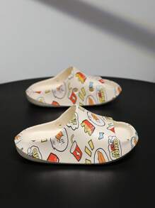 Boys Cartoon Graphic Slippers, EVA Open Toe Slippers - White - View 3
