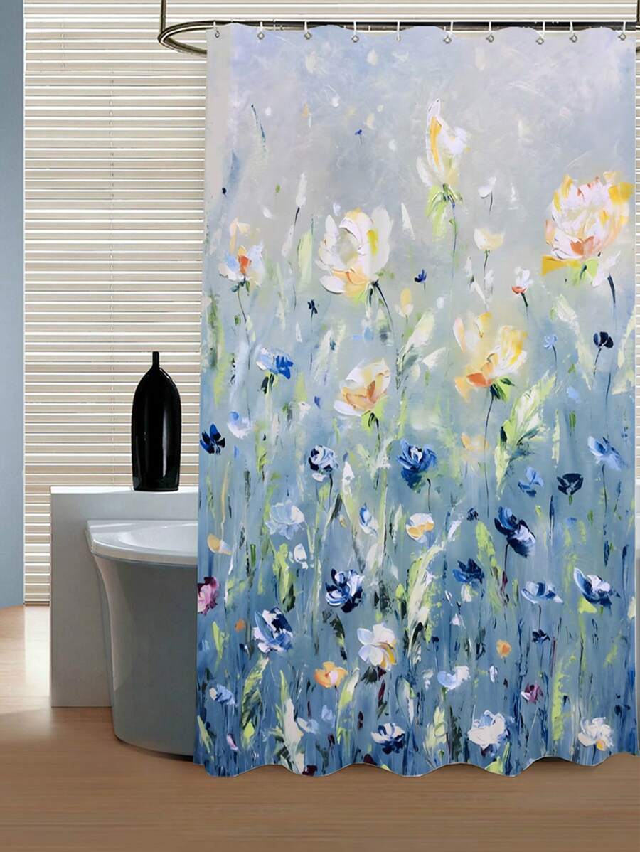 Rèm tắm chống thấm in hoa - Nhiều màu - Xem 1