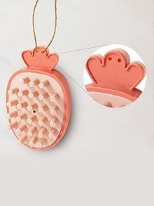 1pc Carrot Shaped Random Color Pet Bath Brush For Dog And Cat For Shower - Pink - View 3