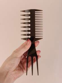 Peine de doble cara de 50/2000 con forma esponjosa y diseño retro tipo pomada para el cabello de dos hombres - Negro - Ver 2