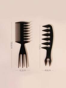 Peine de doble cara de 50/2000 con forma esponjosa y diseño retro tipo pomada para el cabello de dos hombres - Negro - Ver 5