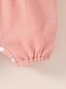 SHEIN Rompers Em bé Nơ Bướm Xù Tranh thêu Khối Màu - Hồng - Xem 5