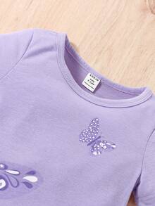 男嬰蝴蝶圖案T恤和短褲 - 淡紫色 - 查看 4